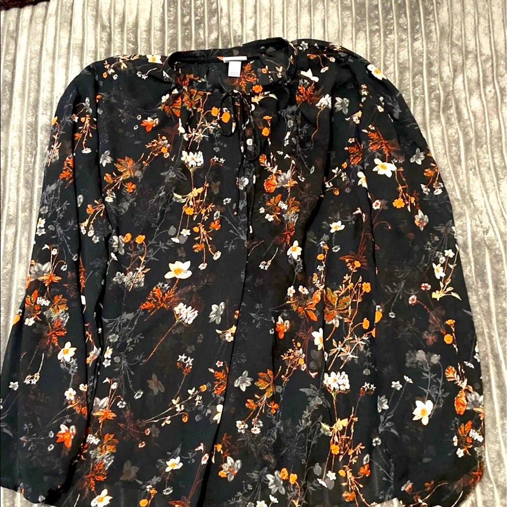 Black and orange blouse